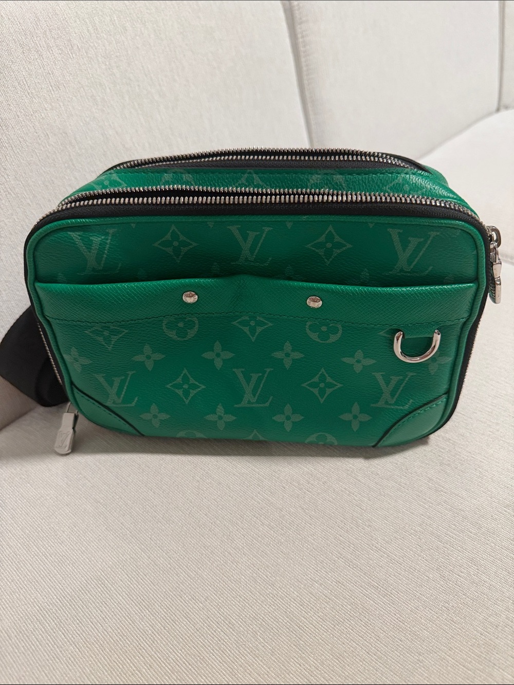 Louis Vuitton Green Monogram Canvas Belt Bag with Silver-Tone Hardware